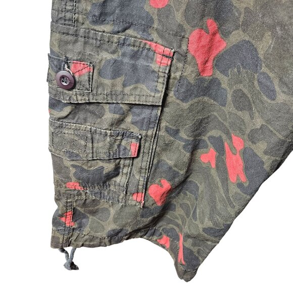 Mens Smoke Rise Camouflage Cargo Shorts W/ Drawstring Hem & Pockets Size 34 Cott - Picture 2 of 8